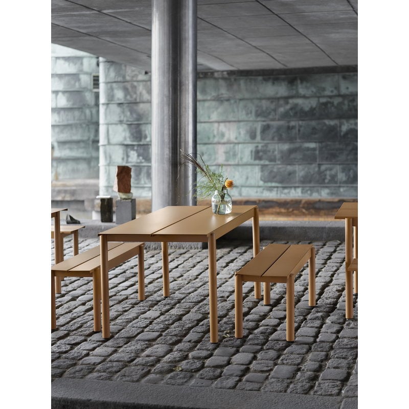 Muuto Linear Steel Table 140 X 75 Cm Burnt Orange Finnish