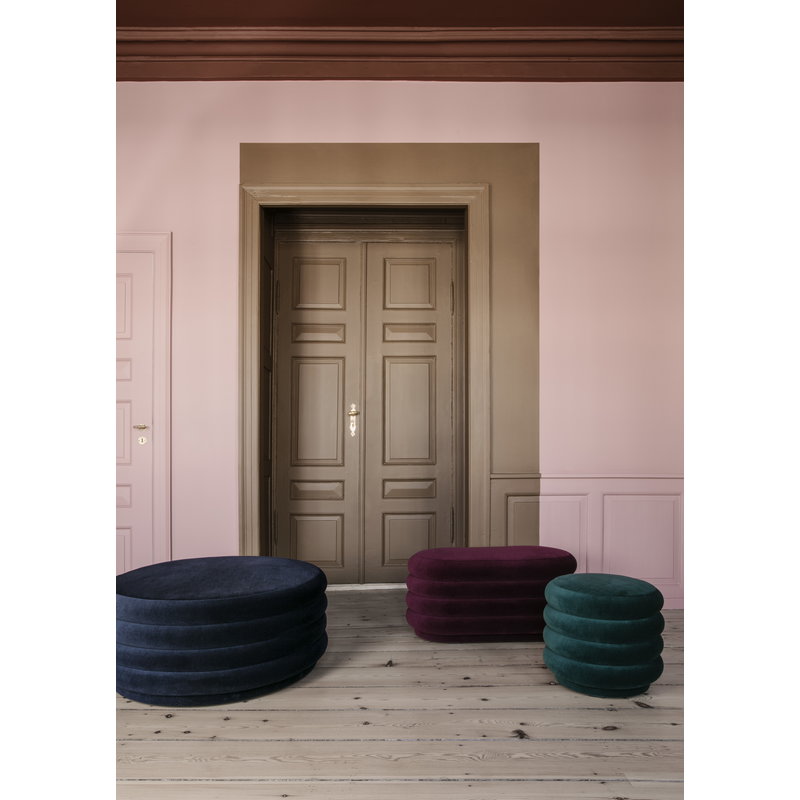 Ferm Living Pouf Round, large, dark blue Finnish Design Shop