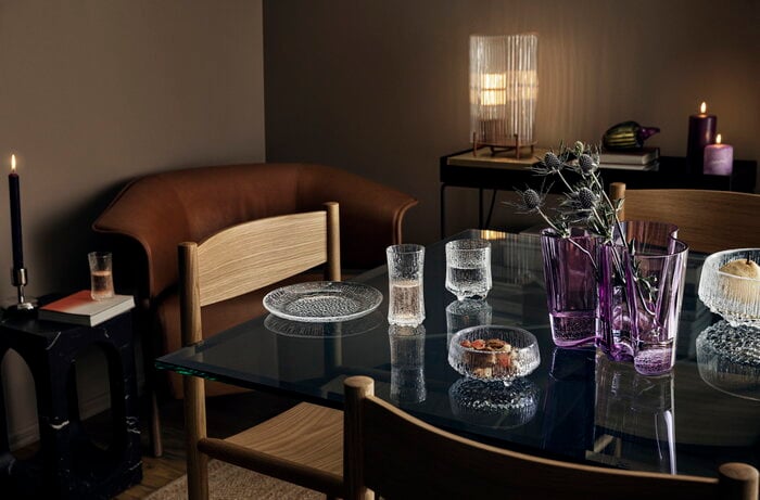 Tablesetting Holidays Iittala Clear Purple Glass Ultima Thule Aalto Collection