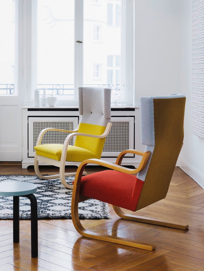 Livingroom Artek Blue White Birch Aalto stools Aalto liounge chairs