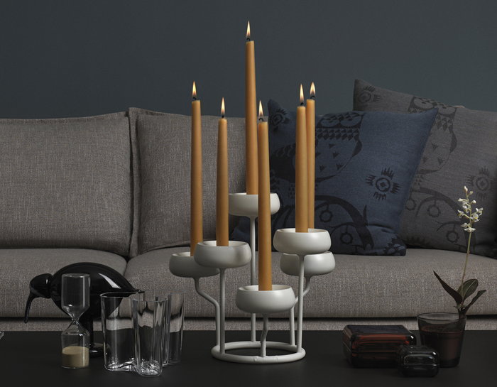 Livingroom Holidays Candles Iittala Clear Blue Grey White Glass Steel Aalto Collection Taika Nappula