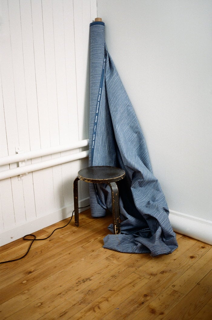 Artek Black Blue Birch Cotton Aalto stools