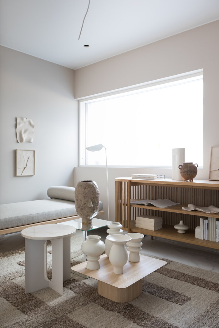 Livingroom Details Housing fair Hakola Studio Joanna Laajisto Kähler Poiat Audo Copenhagen Nikari Sera Helsinki Grey White Nature Brown Wood Steel Ceramic Oak Marble Birch Wool April