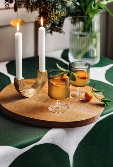Tavola Natale Candele Ferm Living Iittala Grigio Ottone Naturale Vetro Rovete