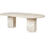 GUBI Epic dining table, elliptical, white travertine, view 5