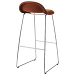 GUBI 3D bar stool, 75 cm, sledge base, stainless steel - Dedar Belsuede 133, view 3