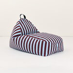 Nobodinoz Bliss Long pouf per bambini, righe blu bordeaux, vista 3