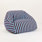 Nobodinoz Ziggy armchair beanbag, burgundy blue stripes, view 4