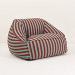 Nobodinoz Ziggy armchair beanbag, red teal green stripes, view 3