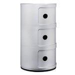 Kartell Componibili storage unit, 3 modules, silver