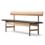 Fredericia Mogensen 3171 bench, soaped oak - black leather