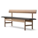 Fredericia Mogensen 3171 bench, oiled oak - black leather