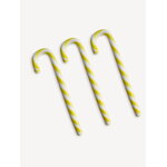 Kosta Boda Polka candy cane glass ornament, 170 mm, 3 pcs, white - yellow, extra image