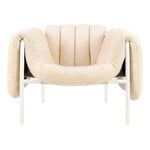 Hem Puffy lounge chair,  eggshell boucle - cream steel