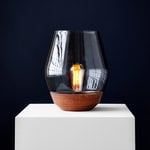 New Works Bowl table lamp, raw copper - light smoked glass