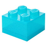 Room Copenhagen Lego Storage Brick 4 Top Deckel, glitzerndes Hellblau, extrabild