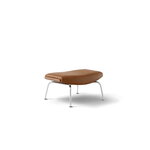 Fredericia Wegner Ox ottoman, brushed chrome - cognac leather