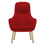 Vitra HAL Loungesessel mit losem Kissen, Credo 16 Red Chilli – Eiche