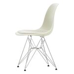 Vitra Eames DSR chair, pebble - chrome - warm grey/ivory cushion