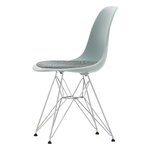 Vitra Eames DSR chair, light grey - chrome - nero/ivory cushion