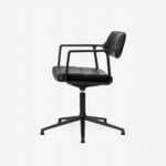 Vipp 453+ Swivel chair, black frame - black leather, with gliders, extra image