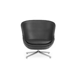 Normann Copenhagen Hyg lounge chair, low, swivel and tilt, aluminium-black leather