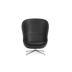 Normann Copenhagen Hyg lounge chair, high, swivel, aluminium - black leather Ultra