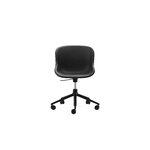 Normann Copenhagen Hyg chair with 5 wheels, swivel, black - black leather Ultra