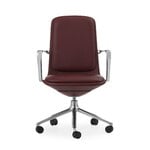 Normann Copenhagen Off chair with 5 wheels, armrests, alu. - brown leather Ultra