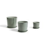 HAY Botanical Family pot and saucer, M, dusty green
