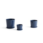 HAY Botanical Family pot and saucer, L, dark blue