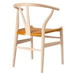 Carl Hansen & Søn CH24P Wishbone chair, soaped beech - Loke leather light brown, view 2