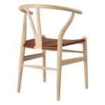 Carl Hansen & Søn CH24P Wishbone chair, rovere insaponato - pelle Loke marrone scuro, vista 3