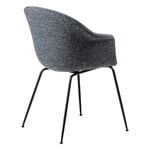 GUBI Chaise Bat, garnie, base conique noir mat, Around Bouclé 023