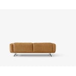 &Tradition Inland AV23 3-seater sofa, polished aluminium - cognac Noble leather