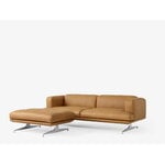 &Tradition Inland AV23 3-seater sofa, polished aluminium - cognac Noble leather