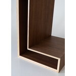 Maze L-shelf seinähylly, pähkinä, näkymä 3