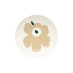 Marimekko Oiva - Unikko lautanen, 13 cm, beige - valk. - vaalea hiekka - tummanvihreä, näkymä 2