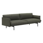 Muuto Outline Sofa, 3-Sitzer, schwarzes Metall - Fiord 961, extrabild