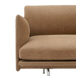 Muuto Outline sofa, 3 1/2 seater, Grace leather camel - aluminum