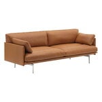 Muuto Outline Soft sohva, 3-ist., kiillotettu alumiini - Refine nahka konjakki, näkymä 4