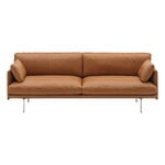 Muuto Outline Soft sohva, 3-ist., kiillotettu alumiini - Refine nahka konjakki, näkymä 3