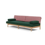 TAKT T19 Spoke Sofa with armrests, oak - dark green - rose Kvadrat Autumn, view 3