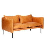 Fogia Tiki 2-seater sofa, black steel - cognac leather