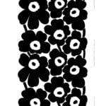 Marimekko Unikko heavyweight cotton fabric, white - black
