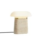 Woud Nova table lamp, ivory travertine - opal glass