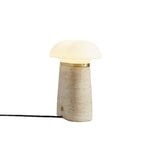 Woud Nova bordslampa, elfenbensfärgad travertin – opalglas