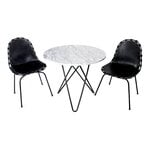 OX Denmarq Table Dining O, 80 cm, noir - marbre blanc