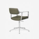 Vipp 453+ Swivel chair, polished frame - bosco green leather, with gliders, extra image