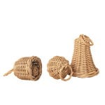 ferm LIVING Braided bell baubles, set of 3, natural rattan